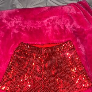 SHEIN Red Sequin Shorts